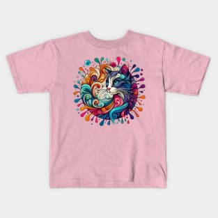 Colorful cat splash Kids T-Shirt